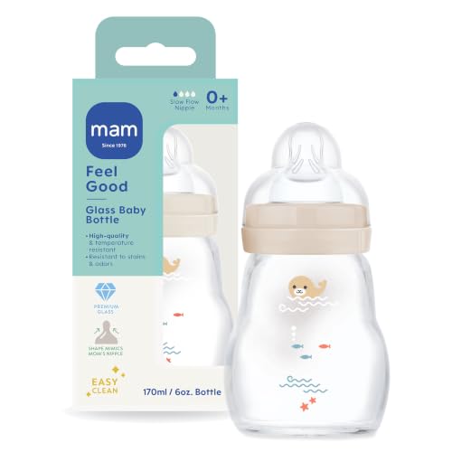 Glass Baby Bottle with Slow Flow Nipple