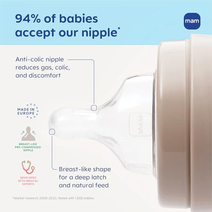 Glass Baby Bottle with Slow Flow Nipple