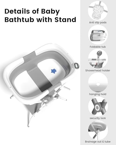 2-in-1 Baby Bathtub With Collapsible Stand