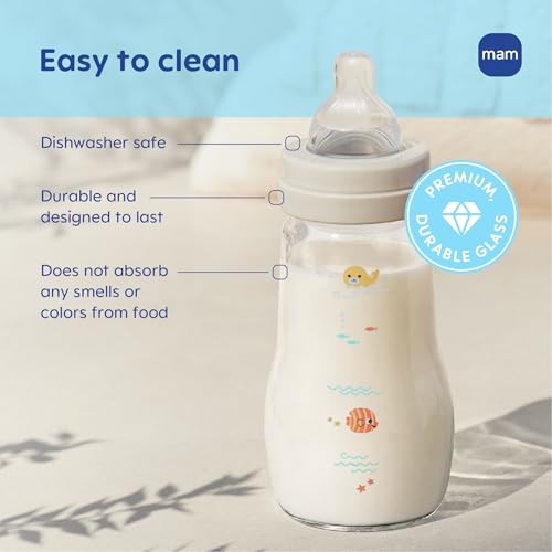 Glass Baby Bottle with Slow Flow Nipple