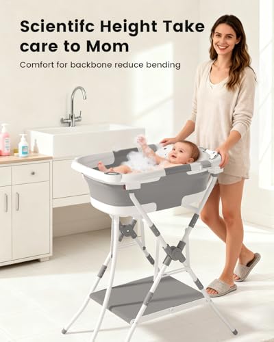 2-in-1 Baby Bathtub With Collapsible Stand