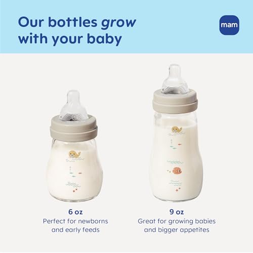 Glass Baby Bottle with Slow Flow Nipple