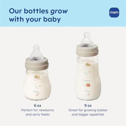 Glass Baby Bottle with Slow Flow Nipple