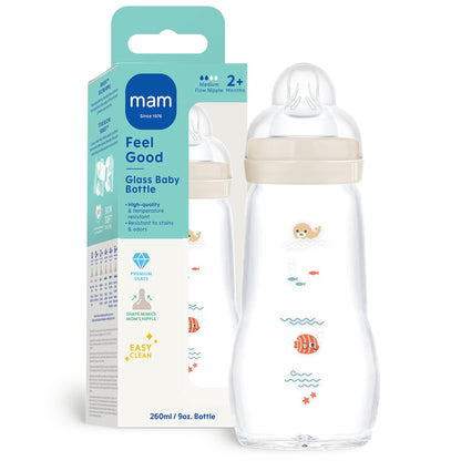Glass Baby Bottle with Slow Flow Nipple