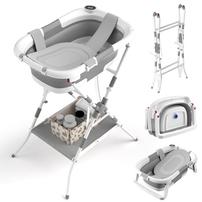 2-in-1 Baby Bathtub With Collapsible Stand