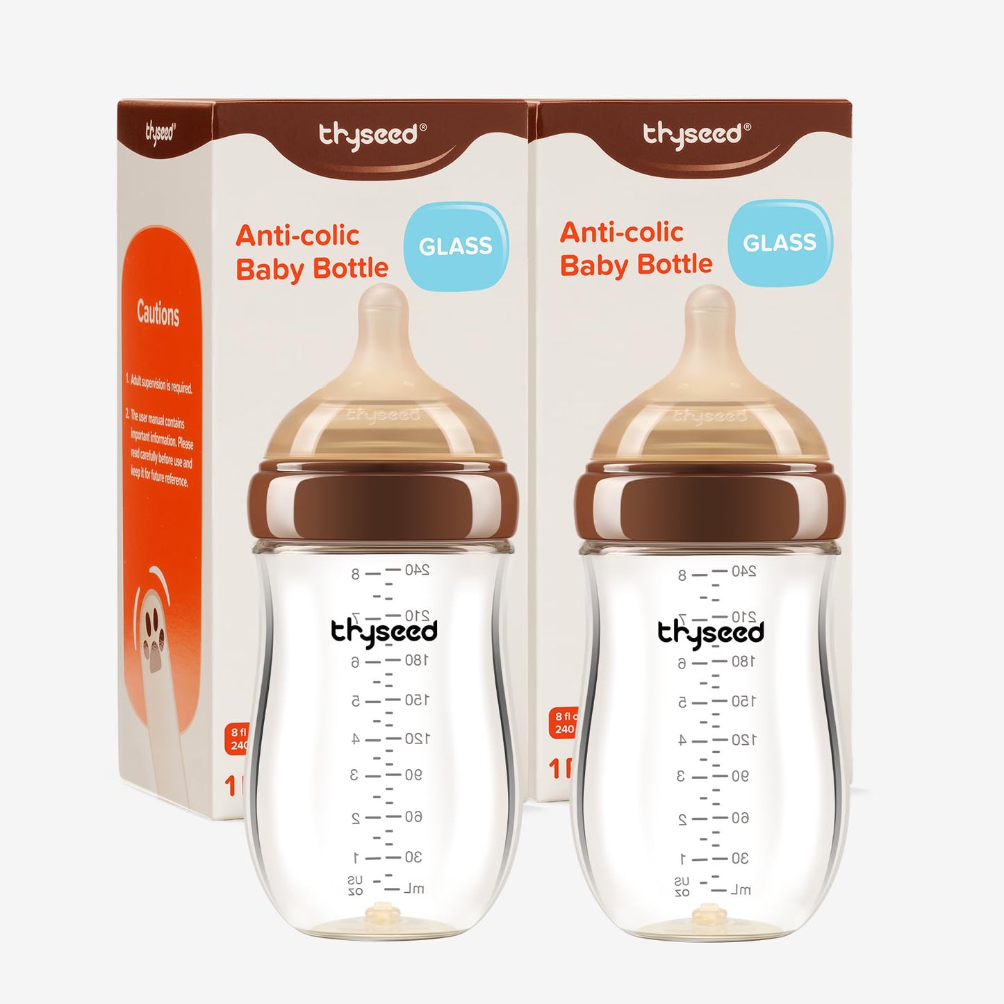 Glass Anti-Colic Baby Bottles with Newborn Nipples