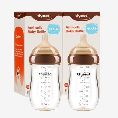 Glass Anti-Colic Baby Bottles with Newborn Nipples