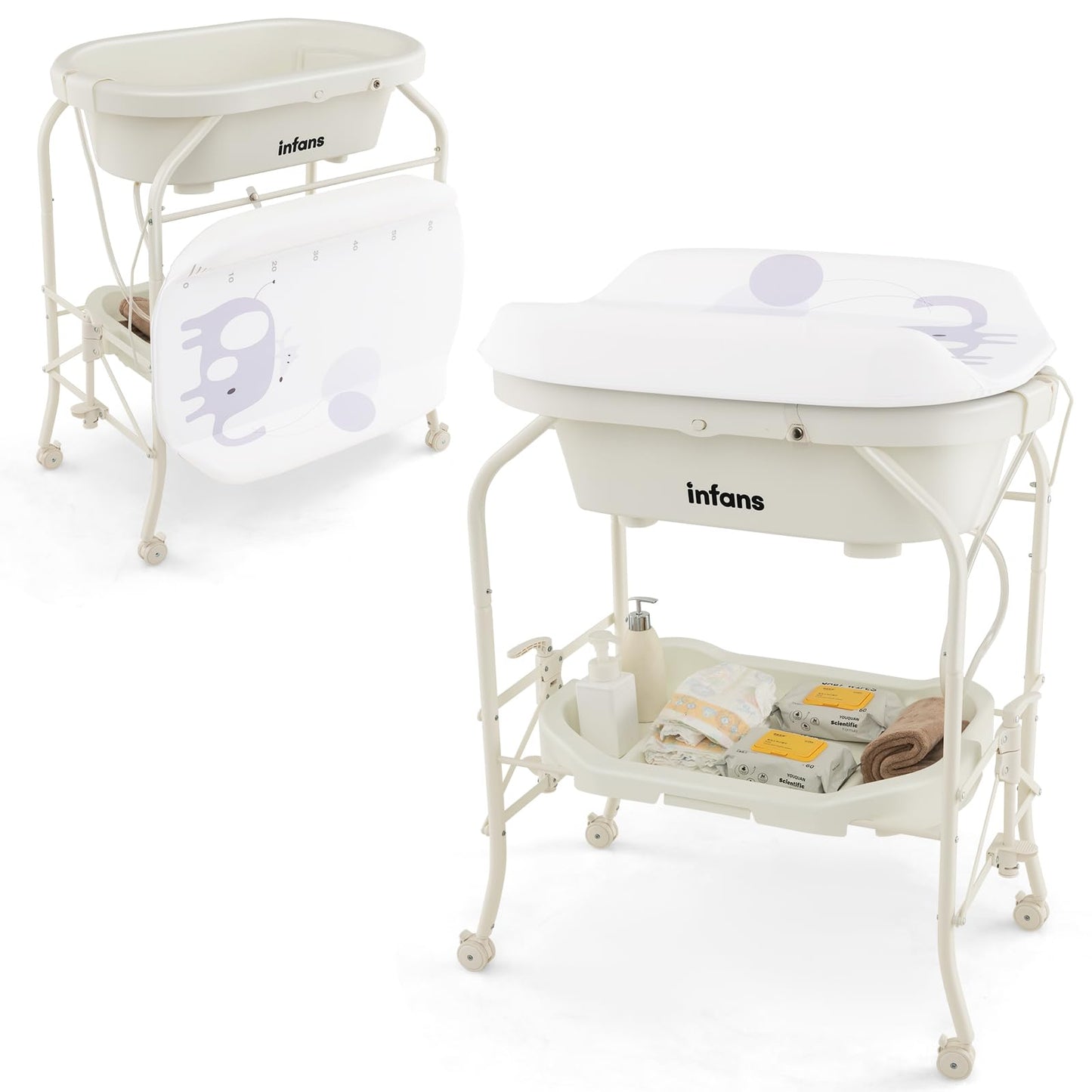 2-in-1 Baby Changing Table With Built-In Bathtub