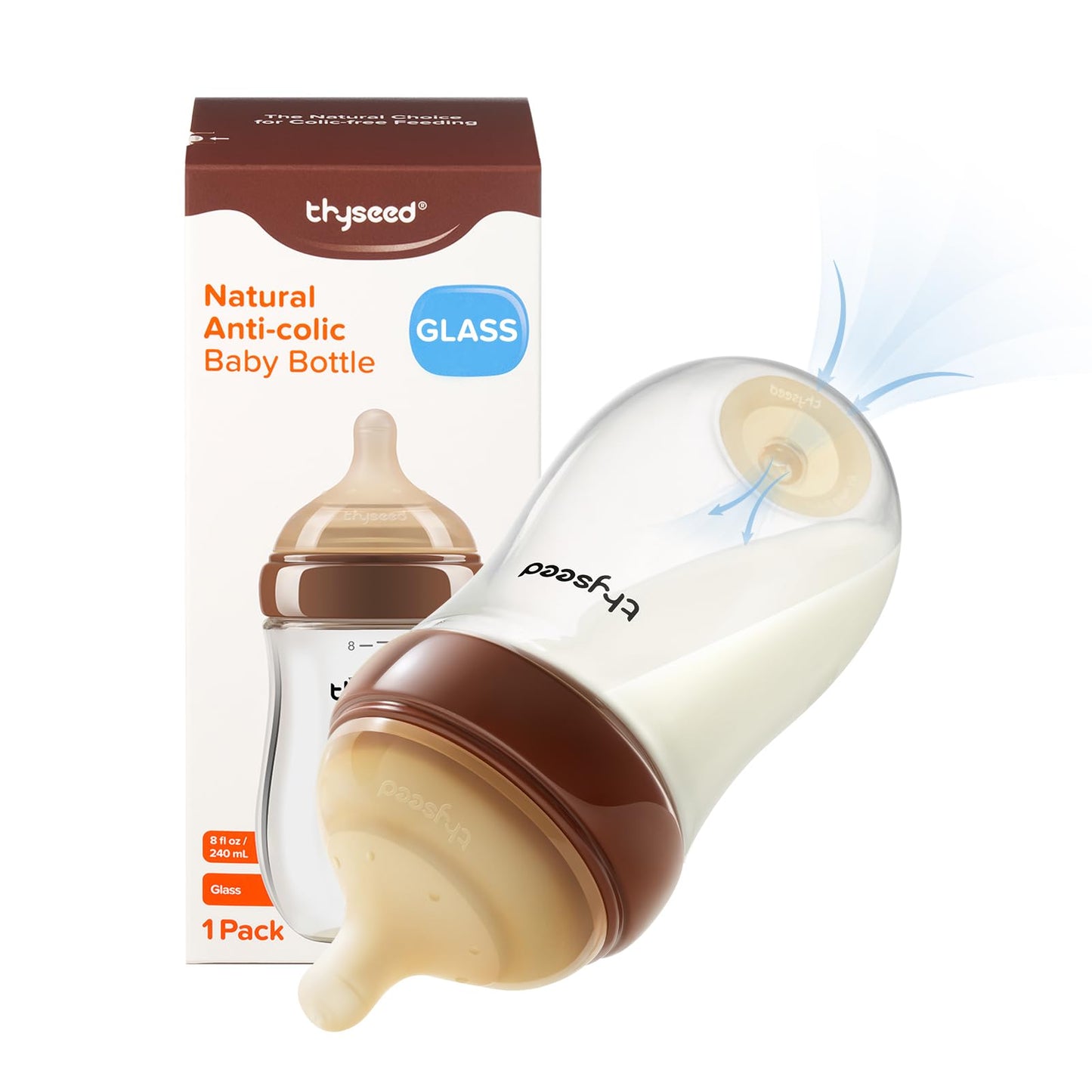 Glass Anti-Colic Baby Bottles with Newborn Nipples