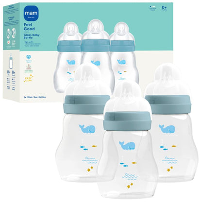 Glass Baby Bottle with Slow Flow Nipple