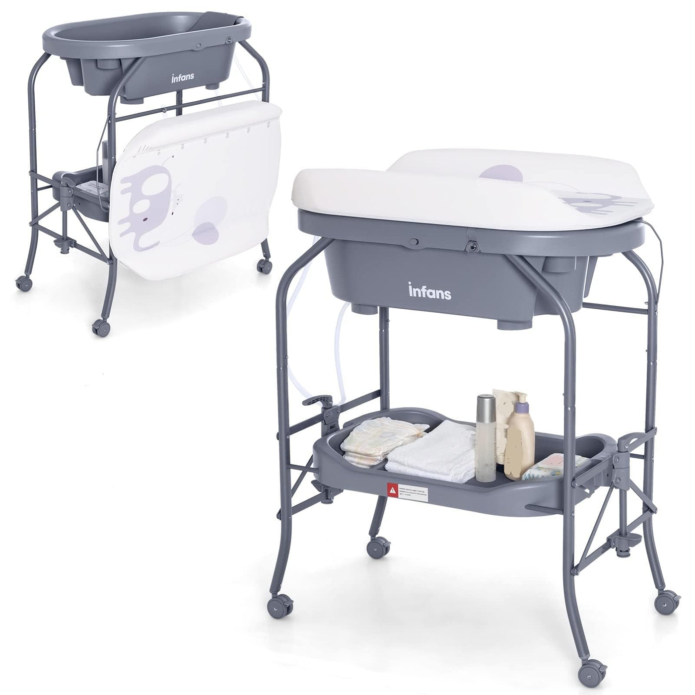 2-in-1 Baby Changing Table With Built-In Bathtub
