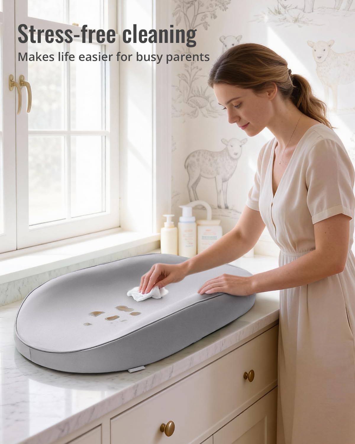 Waterproof Baby Changing Pad With Wipe-Clean Cover