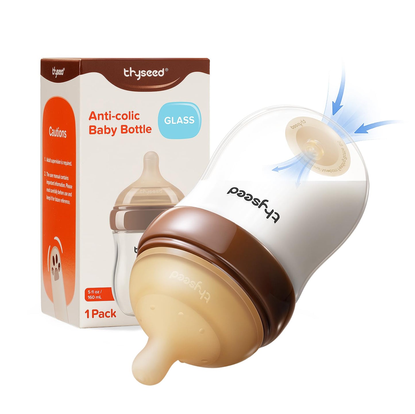 Glass Anti-Colic Baby Bottles with Newborn Nipples
