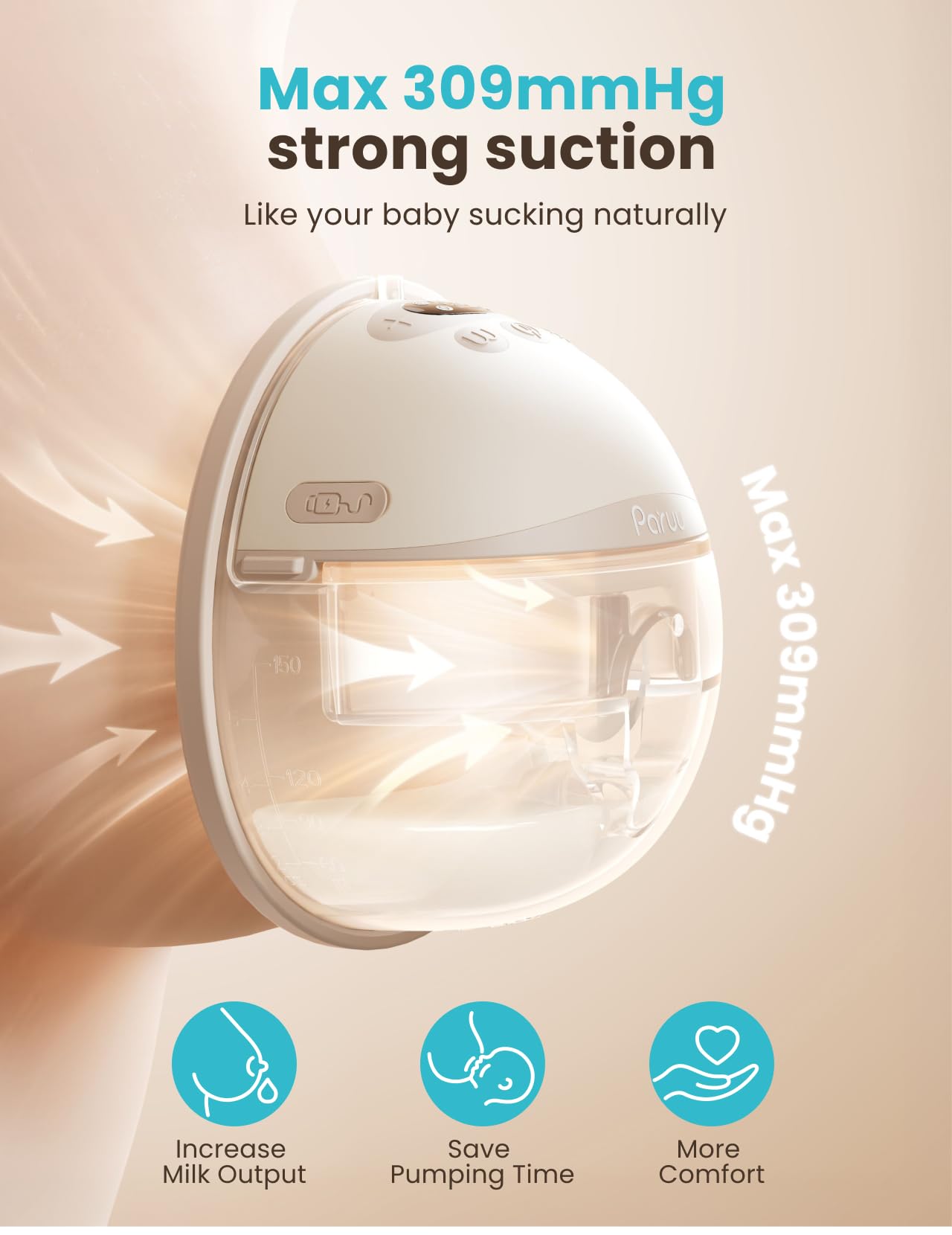 Wearable Breast Pump With 4 Modes & 12 Suction Levels