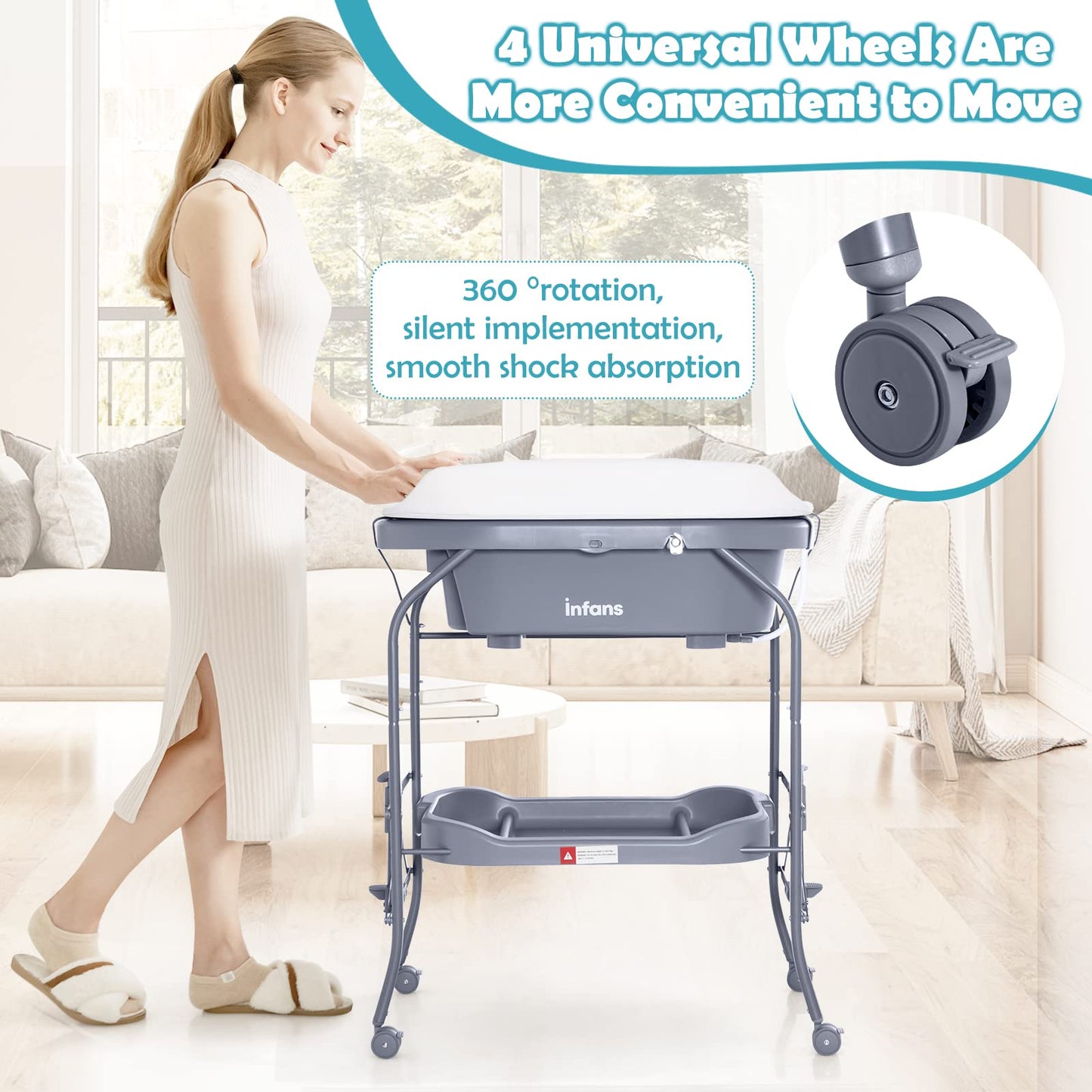 2-in-1 Baby Changing Table With Built-In Bathtub