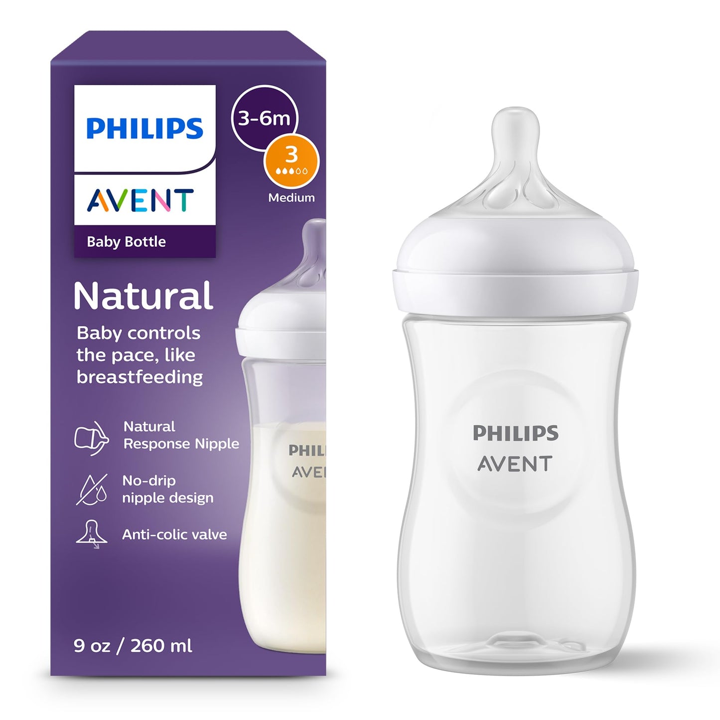 Natural Baby Bottle with Natural Response Nipple