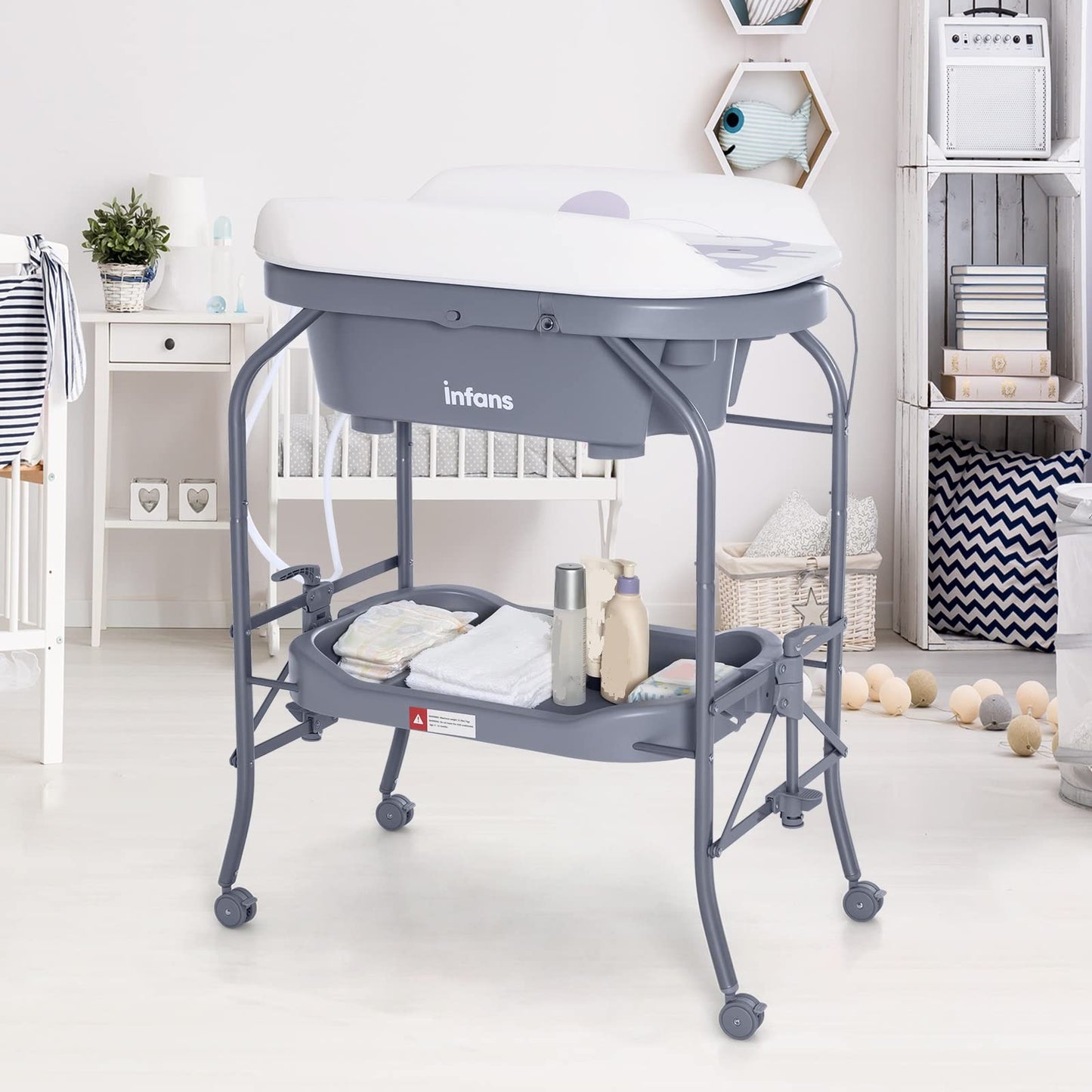2-in-1 Baby Changing Table With Built-In Bathtub