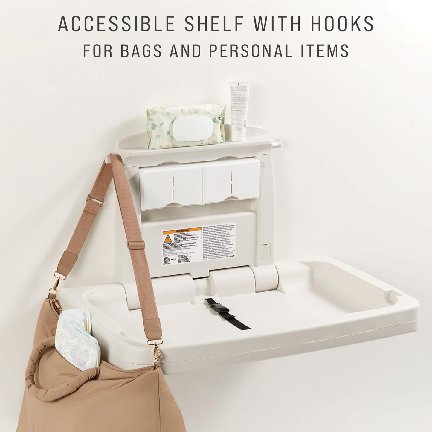 Wall-Mounted Baby Changing Station With Safety Straps