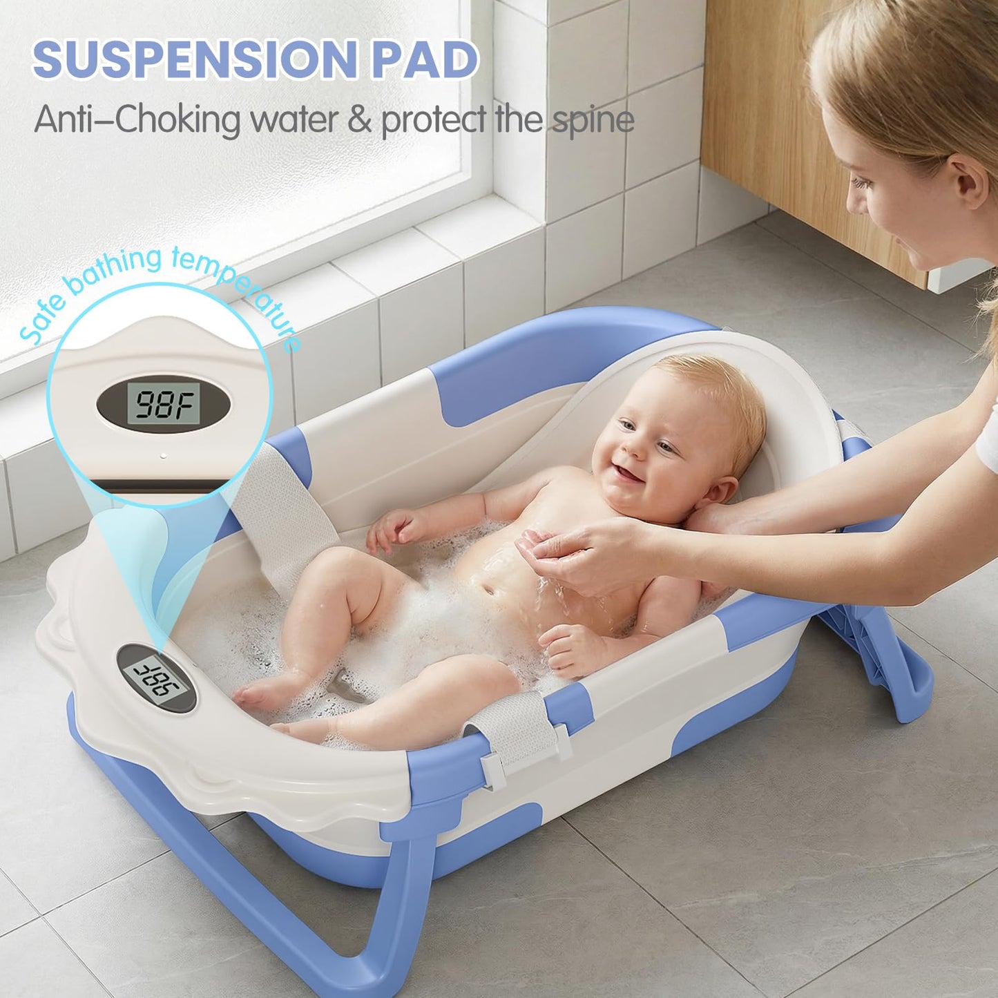 Collapsible Baby Bathtub With Temperature Monitor