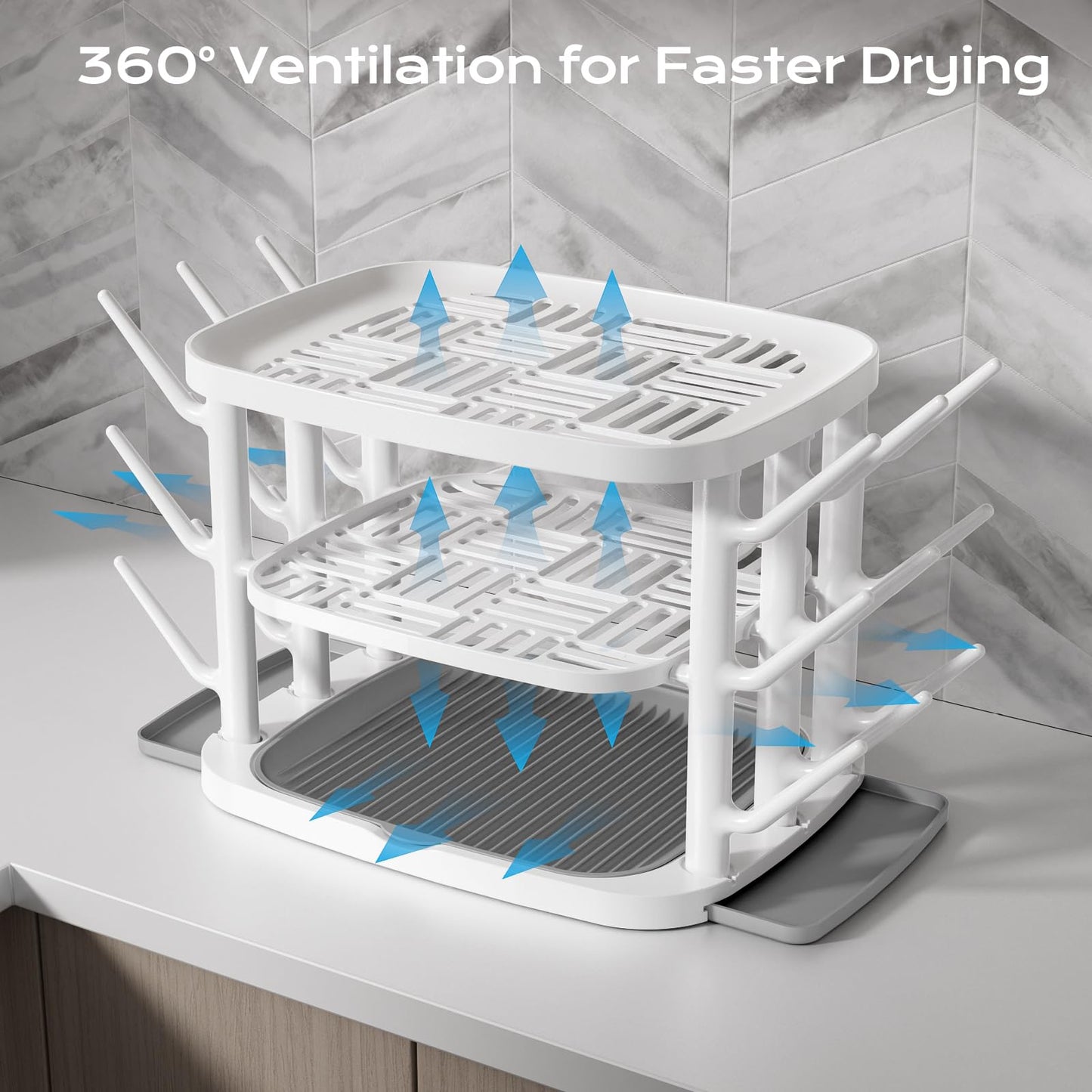 3-Tier Baby Bottle Drying Rack With 360° Ventilation