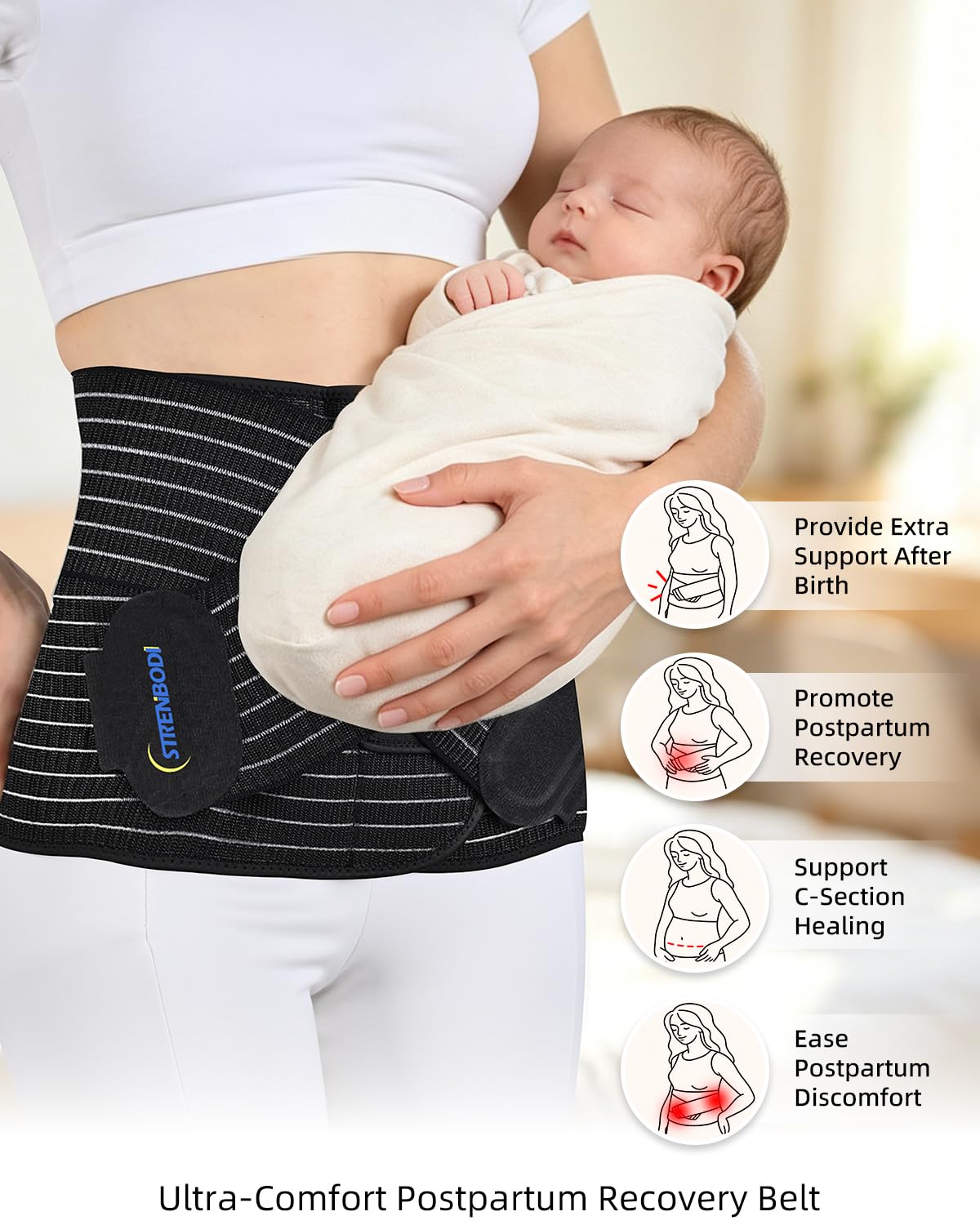 Postpartum Belly Wrap With Adjustable Compression