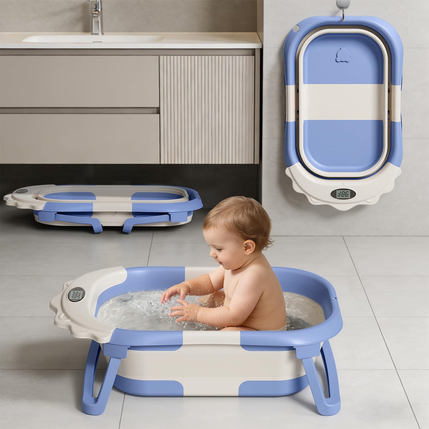 Collapsible Baby Bathtub With Temperature Monitor