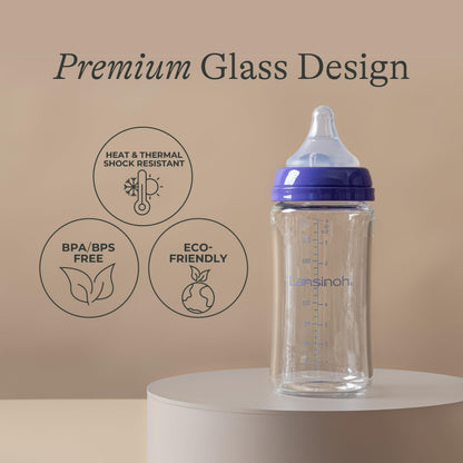 Glass Baby Bottles with NaturalWave Nipple