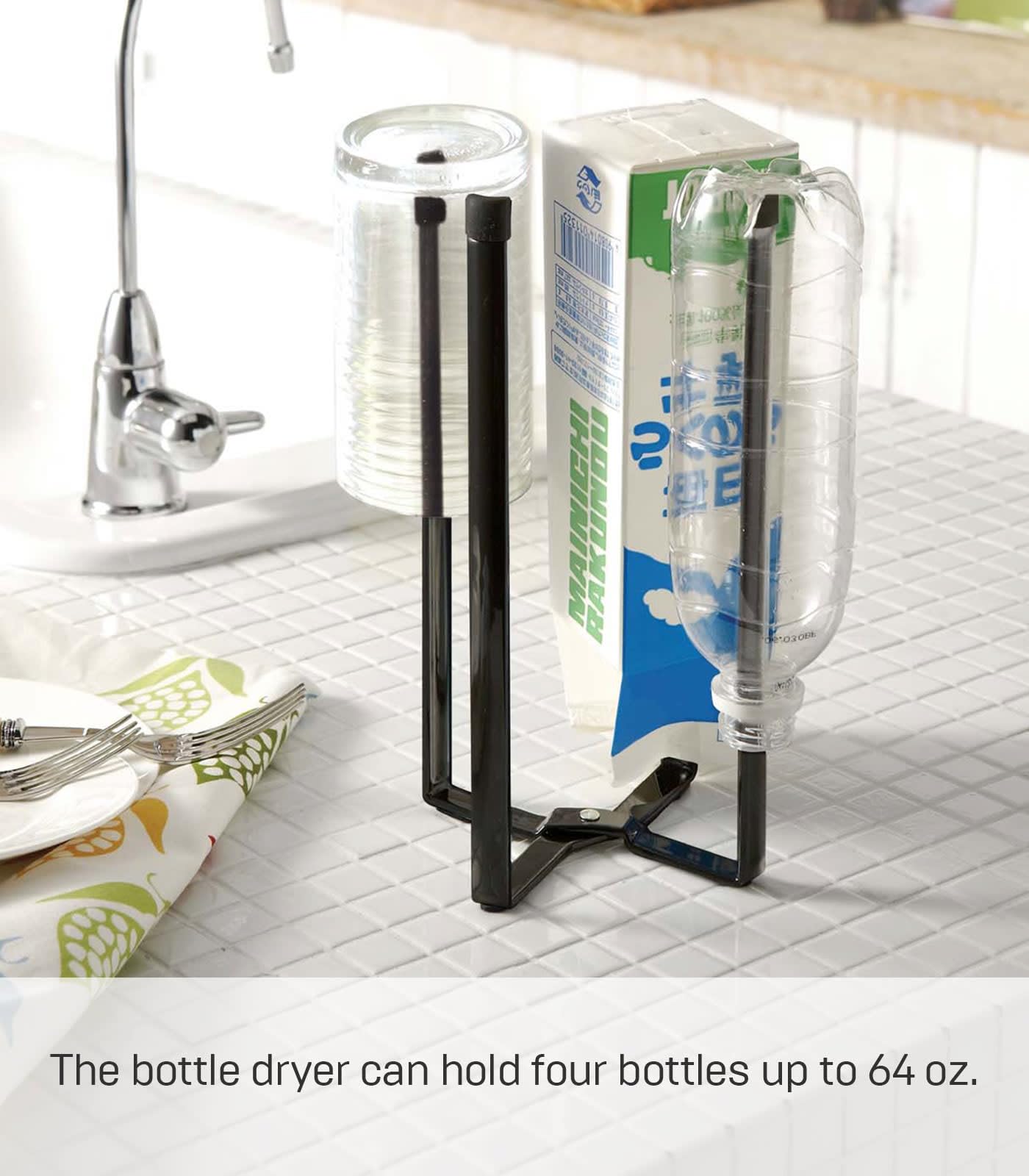 Bottle Drying Stand With Multifunctional Steel Design