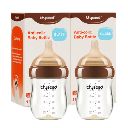 Glass Anti-Colic Baby Bottles with Newborn Nipples