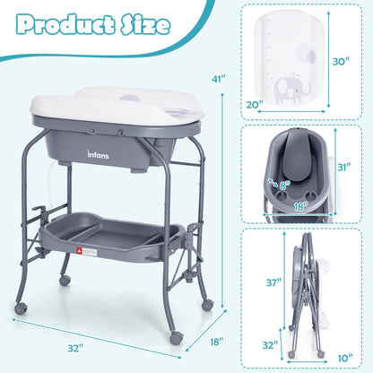 2-in-1 Baby Changing Table With Built-In Bathtub