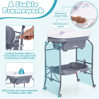 2-in-1 Baby Changing Table With Built-In Bathtub