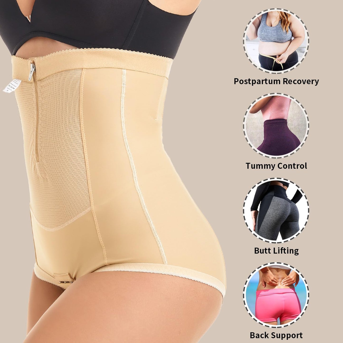 Postpartum Compression Girdle Shorts with Belly Support