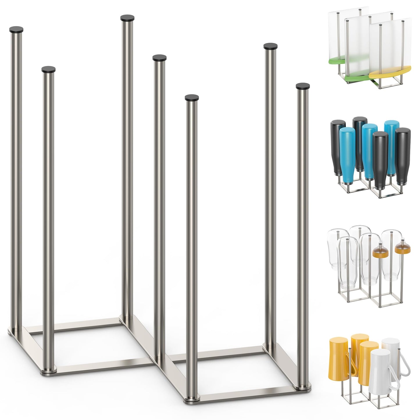 Foldable Bottle Drying Rack With Stainless Steel Design