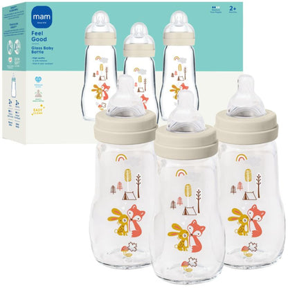 Glass Baby Bottle with Slow Flow Nipple