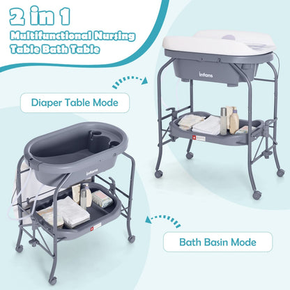 2-in-1 Baby Changing Table With Built-In Bathtub