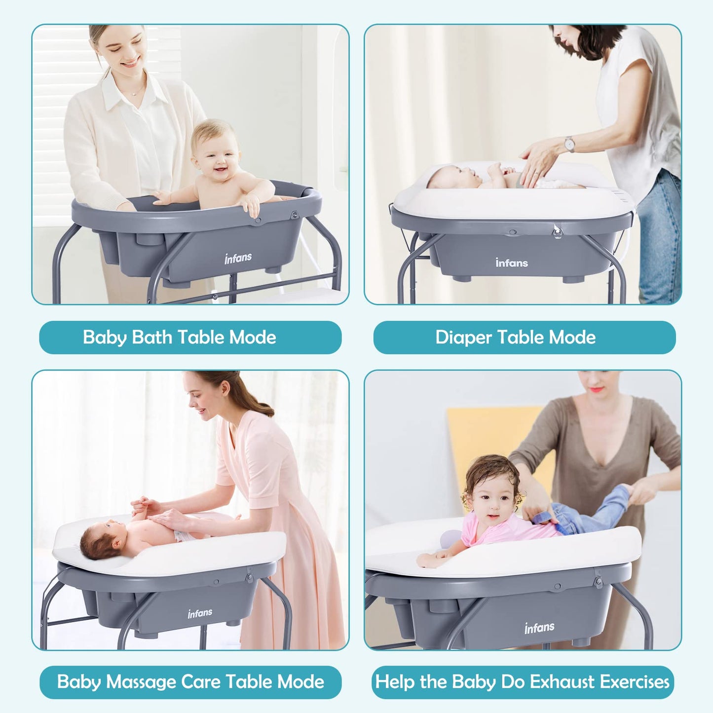 2-in-1 Baby Changing Table With Built-In Bathtub