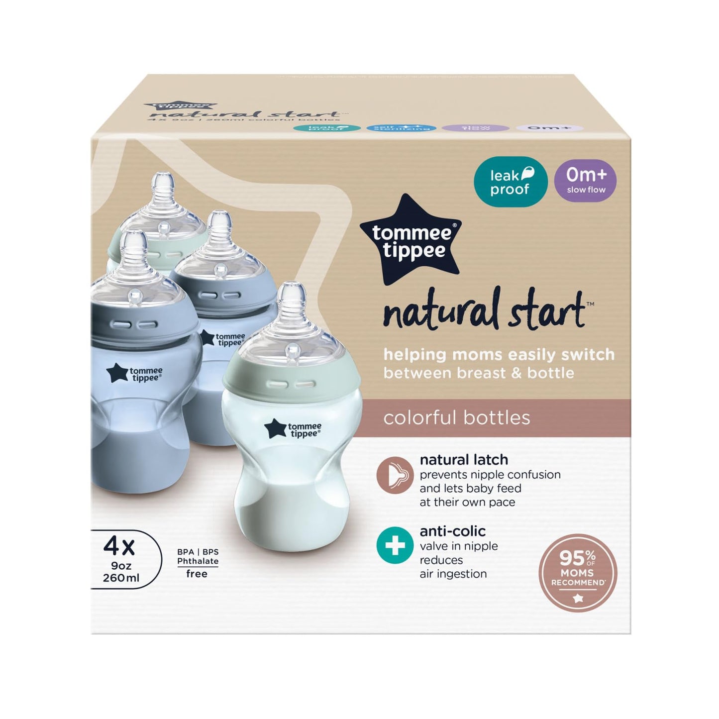 Anti-Colic Baby Bottles with Breast-Like Nipple