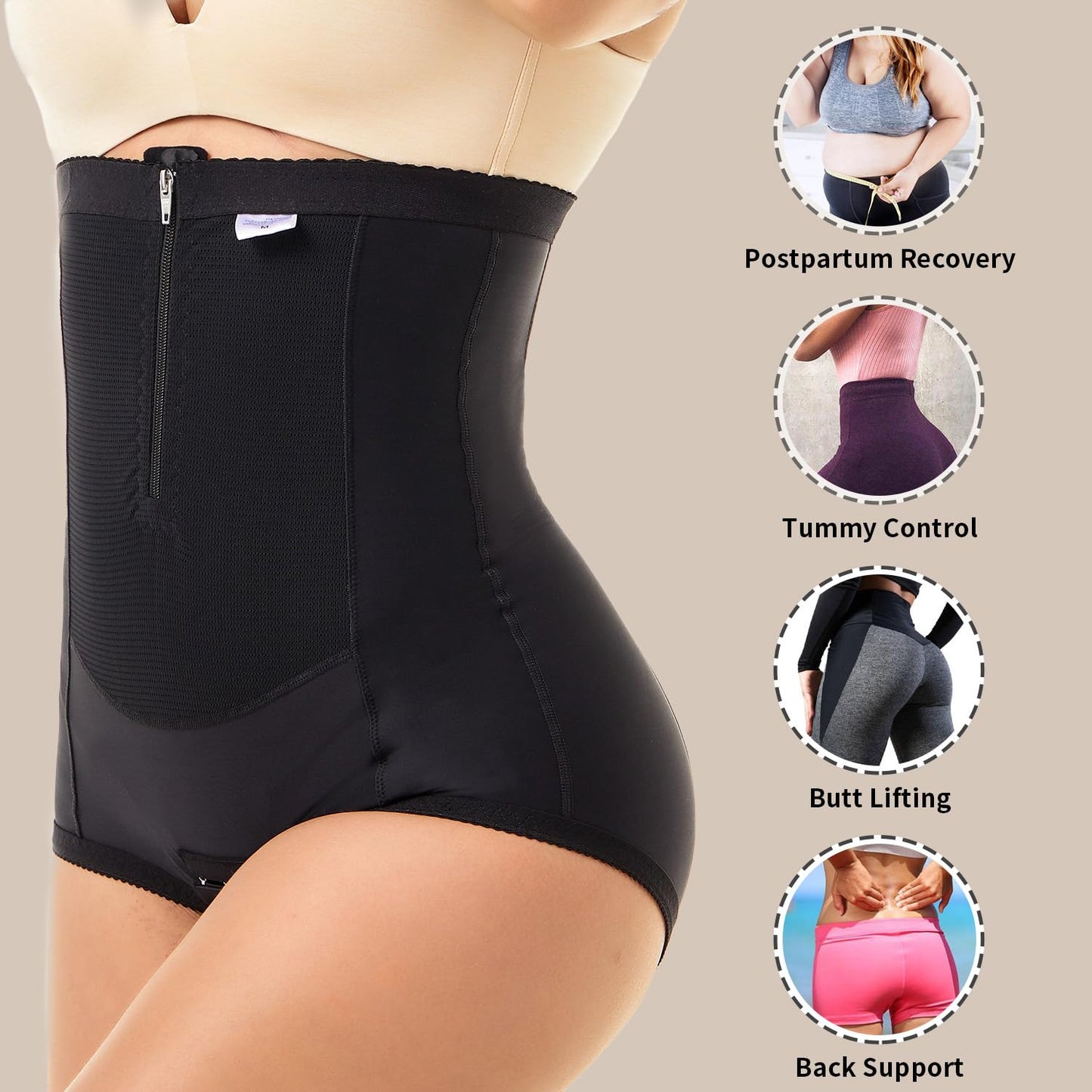 Postpartum Compression Girdle Shorts with Belly Support