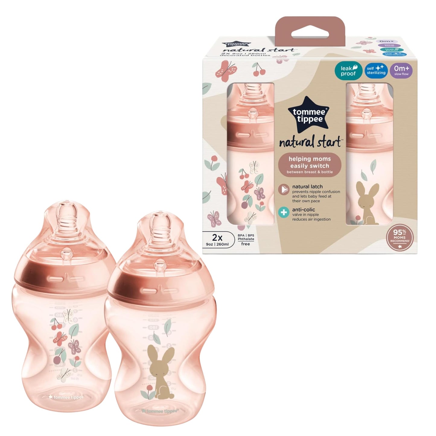 Anti-Colic Baby Bottles with Breast-Like Nipple