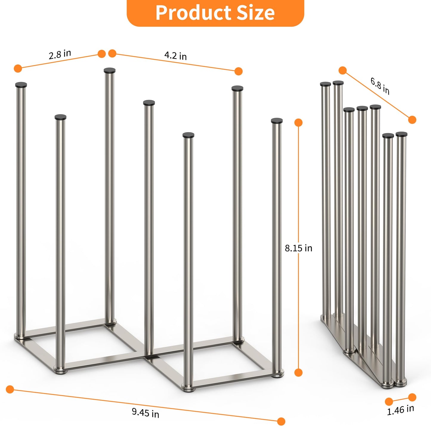 Foldable Bottle Drying Rack With Stainless Steel Design