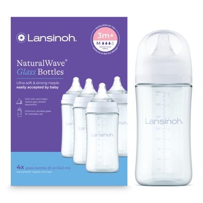 Glass Baby Bottles with NaturalWave Nipple