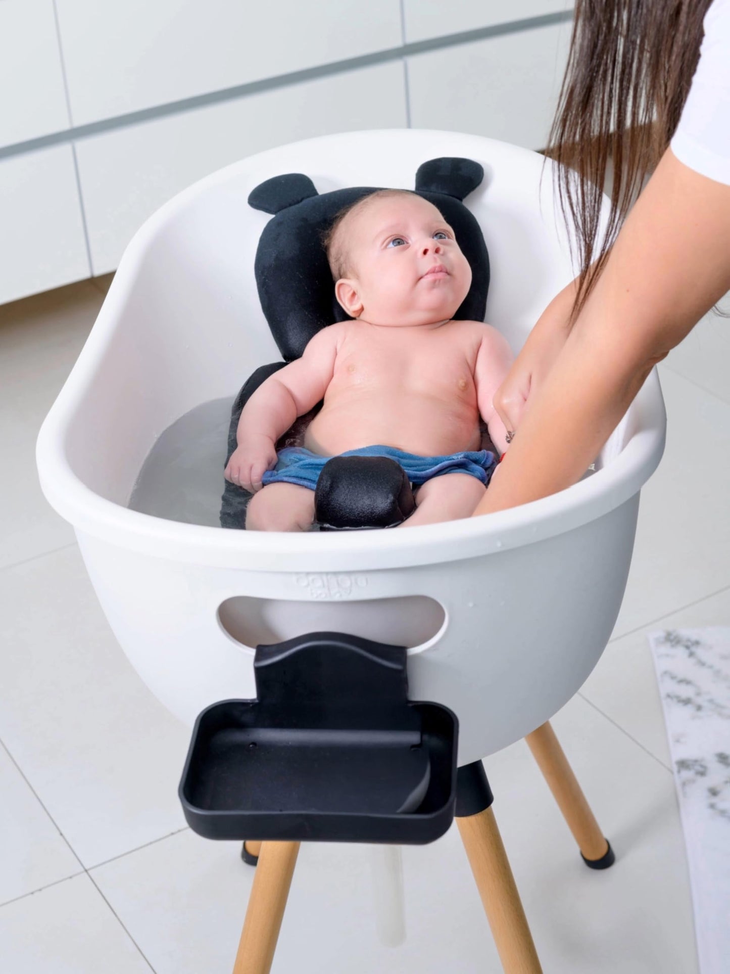 3-Stage Baby Bathtub With Wooden Stand