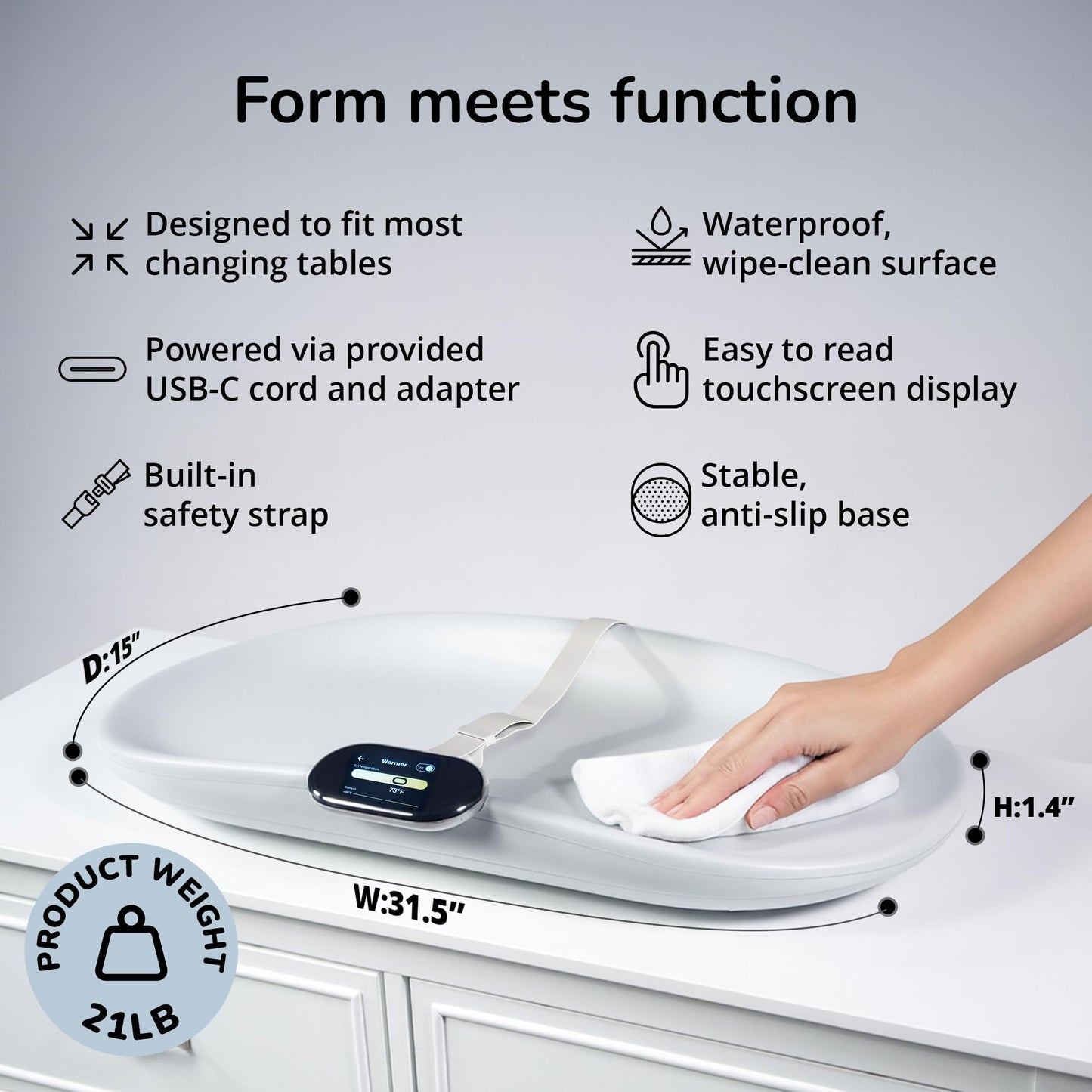 Smart Baby Changing Pad With Built-In Weight Scale