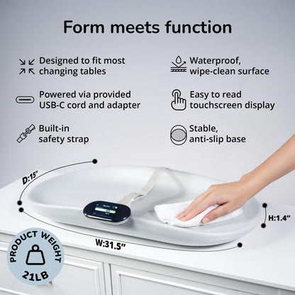 Smart Baby Changing Pad With Built-In Weight Scale