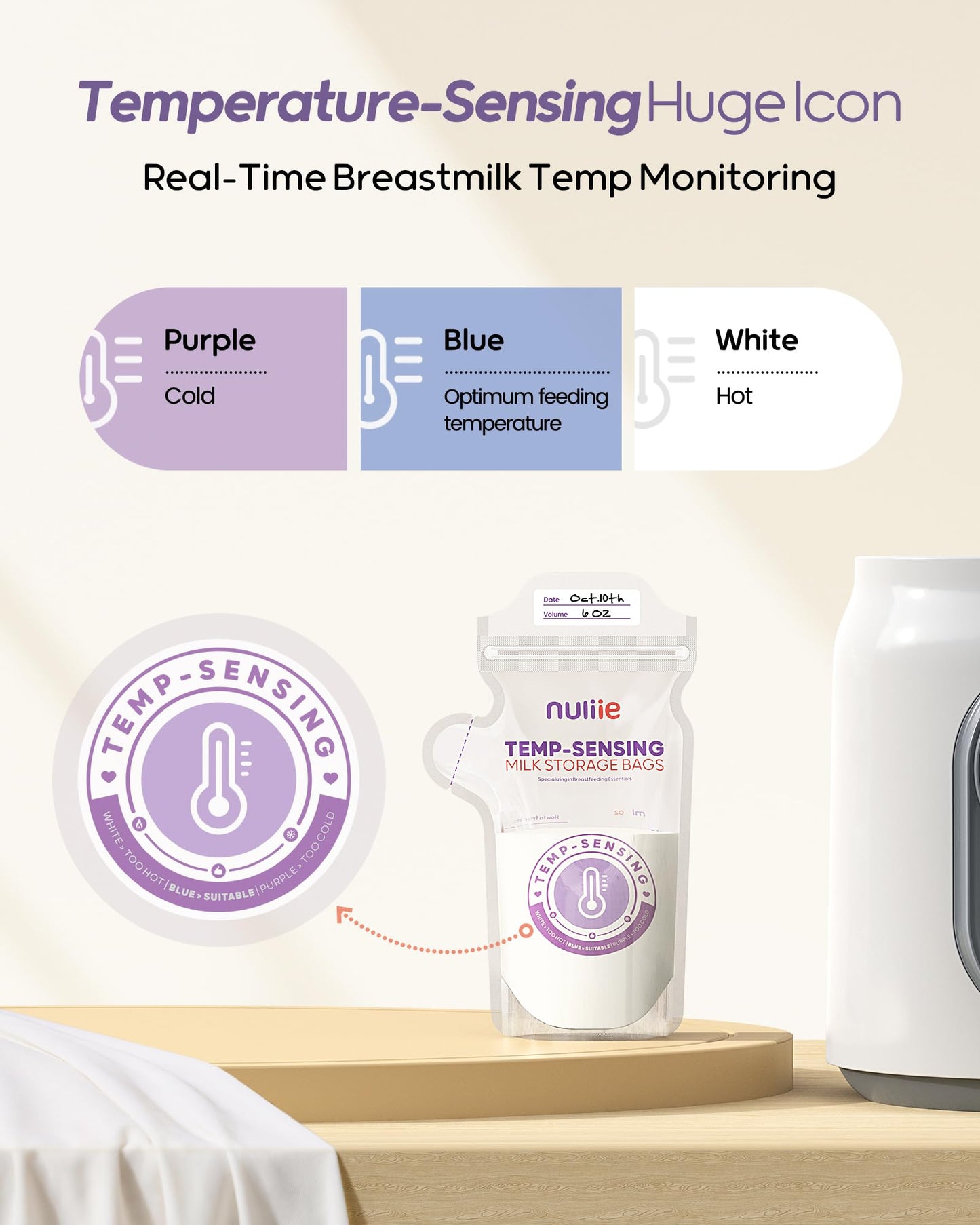 Breast Milk Storage Bags With Temperature Sensor