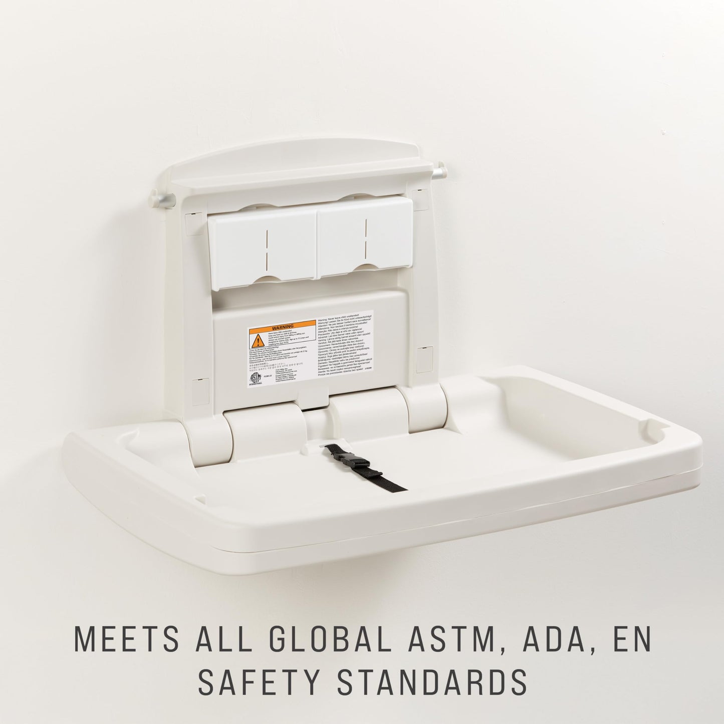 Wall-Mounted Baby Changing Station With Safety Straps
