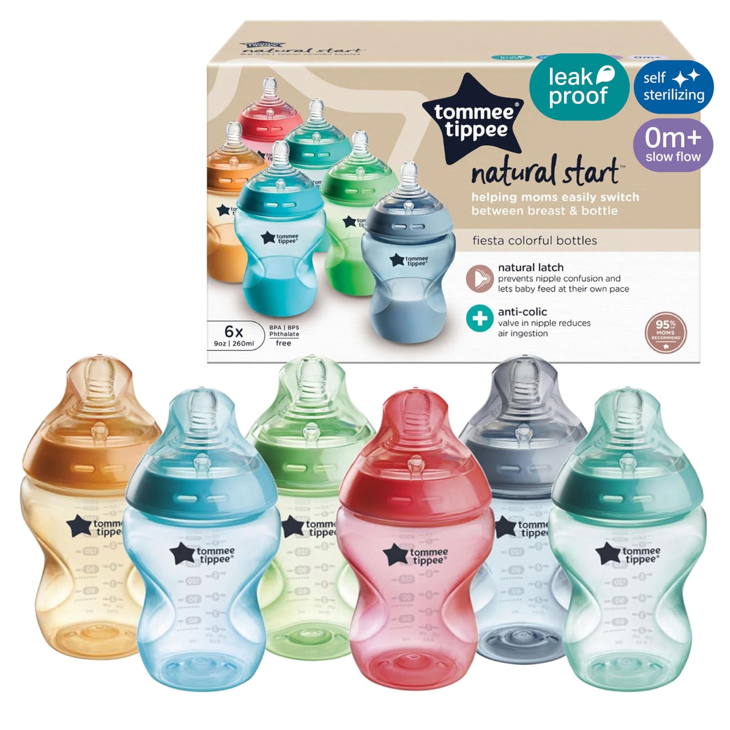 Anti-Colic Baby Bottles with Breast-Like Nipple
