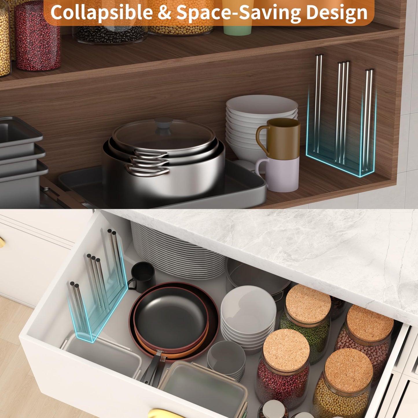 Foldable Bottle Drying Rack With Stainless Steel Design