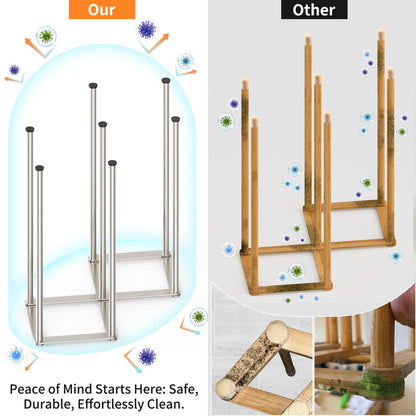 Foldable Bottle Drying Rack With Stainless Steel Design