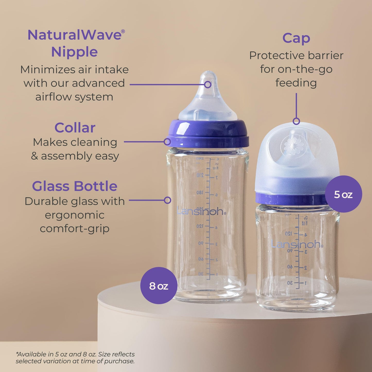 Glass Baby Bottles with NaturalWave Nipple